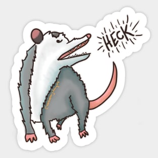 Opossum Says Heck! Sticker